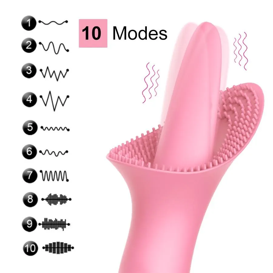 10 Modes Dildo Tongue Vibrator Nipple Massage