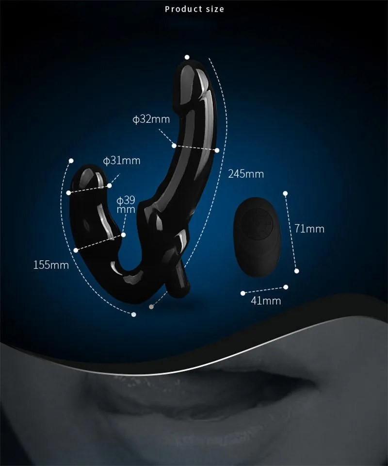 10 Speed Remote Control Vibrating Silicone Strapless Strap-On Dildo