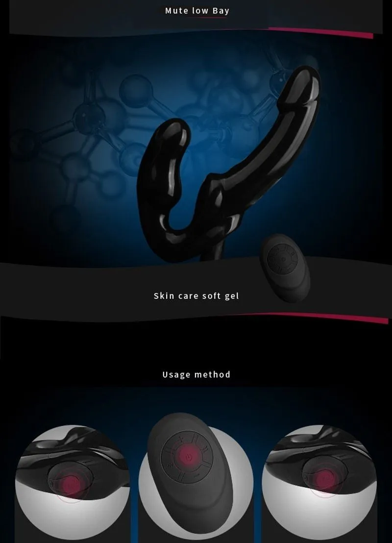 10 Speed Remote Control Vibrating Silicone Strapless Strap-On Dildo