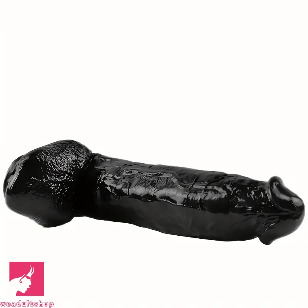 11.22in PVC Black Flexible Big Dildo With Suction Cup For Hands-Free Sex
