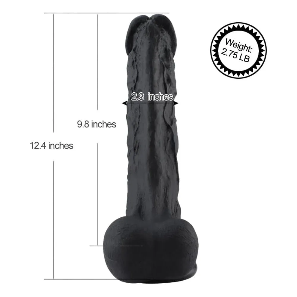 12.4 Black Super Huge Silicone Dildo Attachment for Hismith Sex Machines