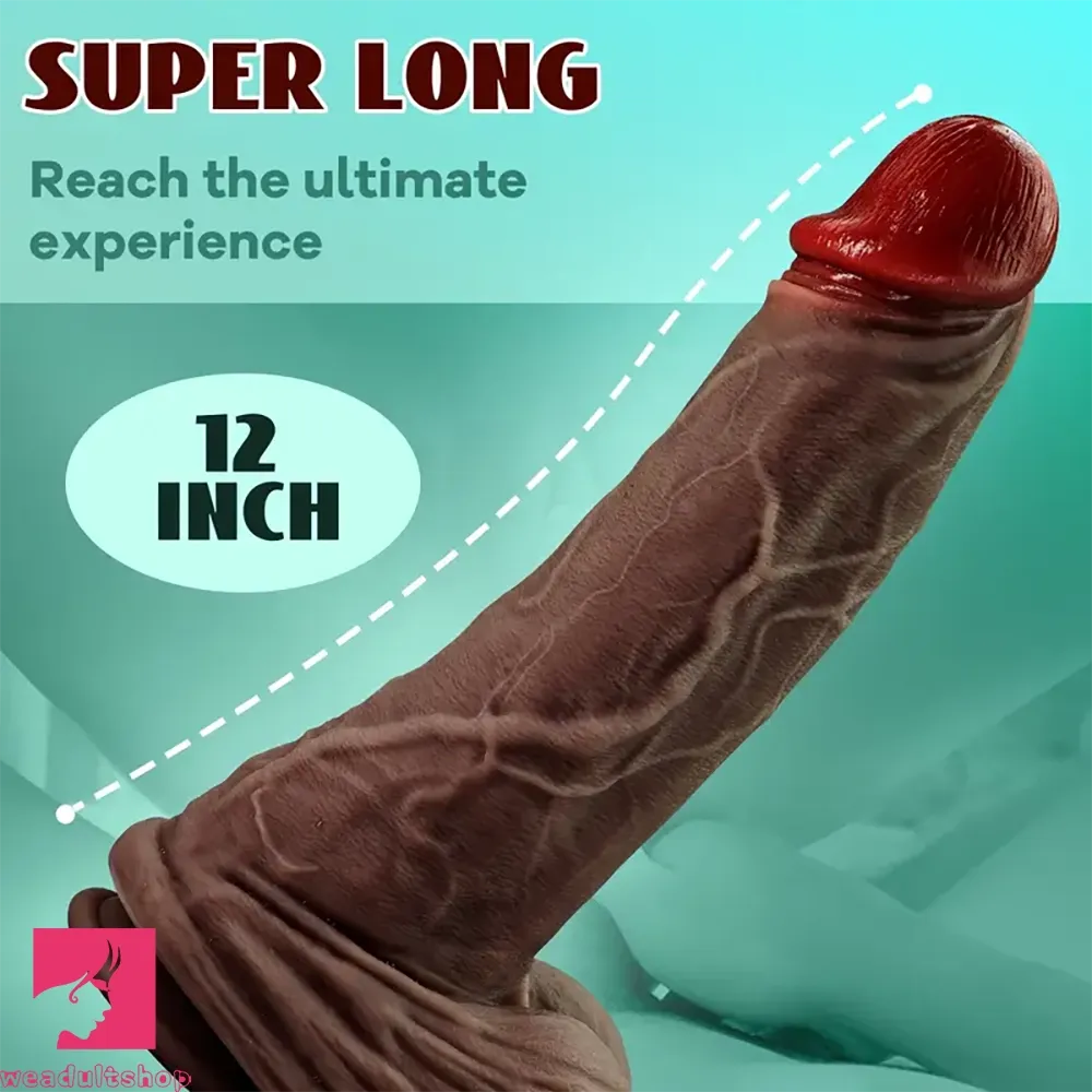 12in Flexible Thick Dong Lifelike Silicone Soft Dual Density Big Cock Dildo