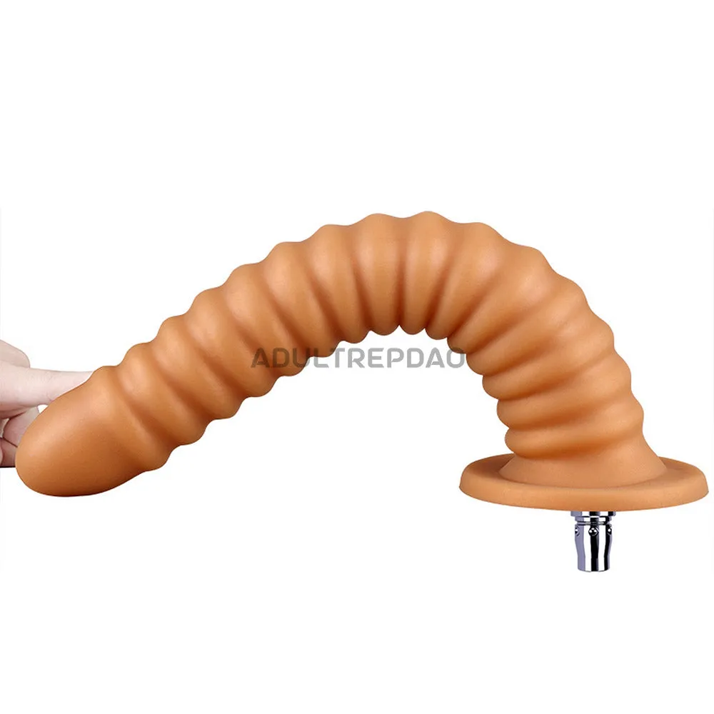 13.19-inch Dual Density Silicone Super Long Spiral Texture Butt Plug for Lustti Sex Machines