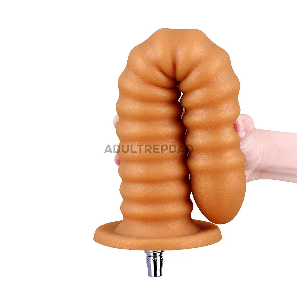 13.19-inch Dual Density Silicone Super Long Spiral Texture Butt Plug for Lustti Sex Machines