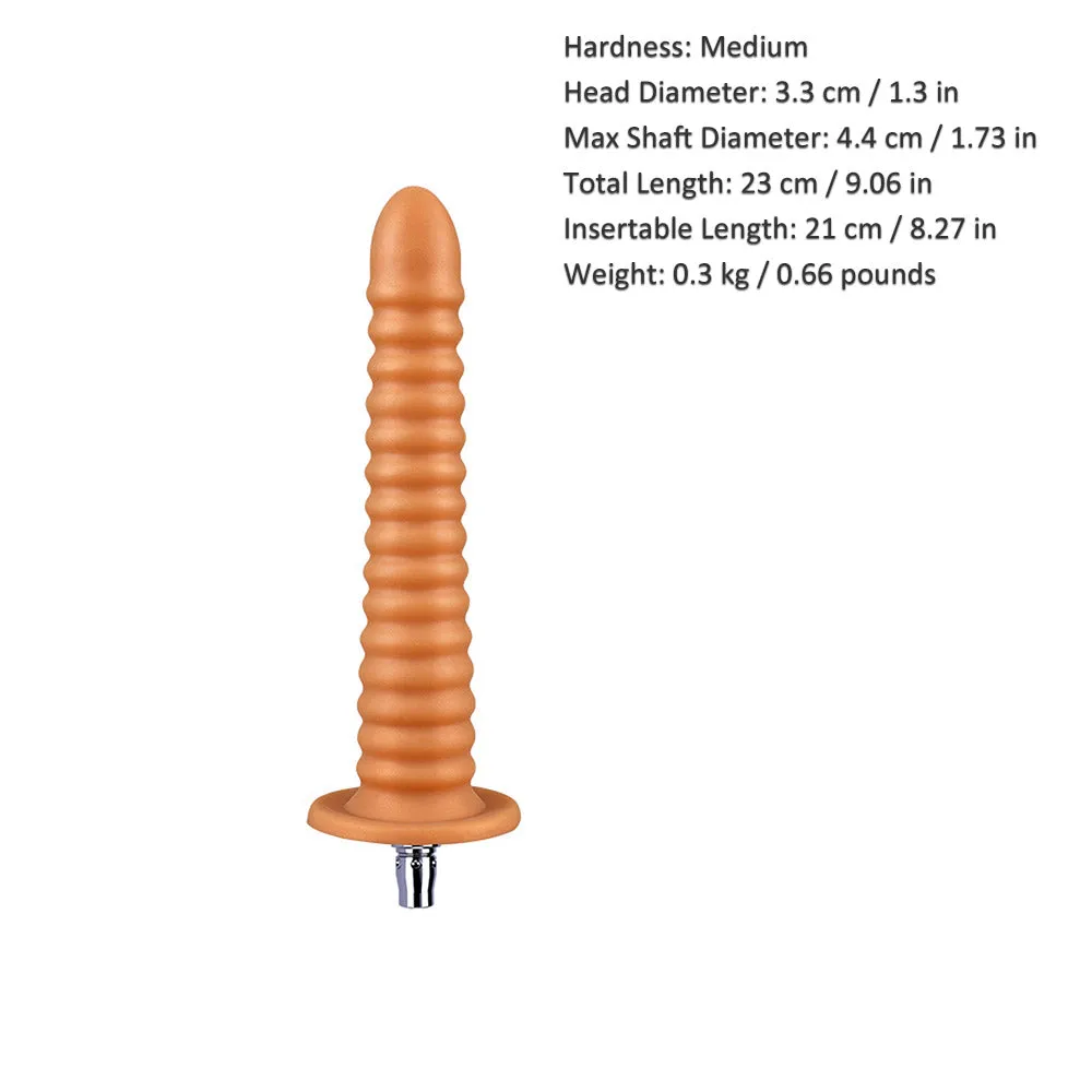 13.19-inch Dual Density Silicone Super Long Spiral Texture Butt Plug for Lustti Sex Machines