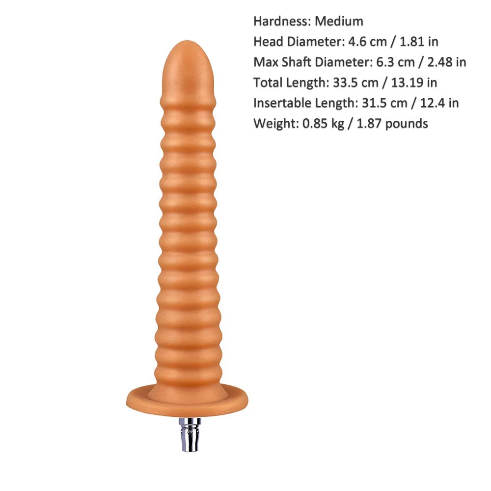 13.19-inch Dual Density Silicone Super Long Spiral Texture Butt Plug for Lustti Sex Machines