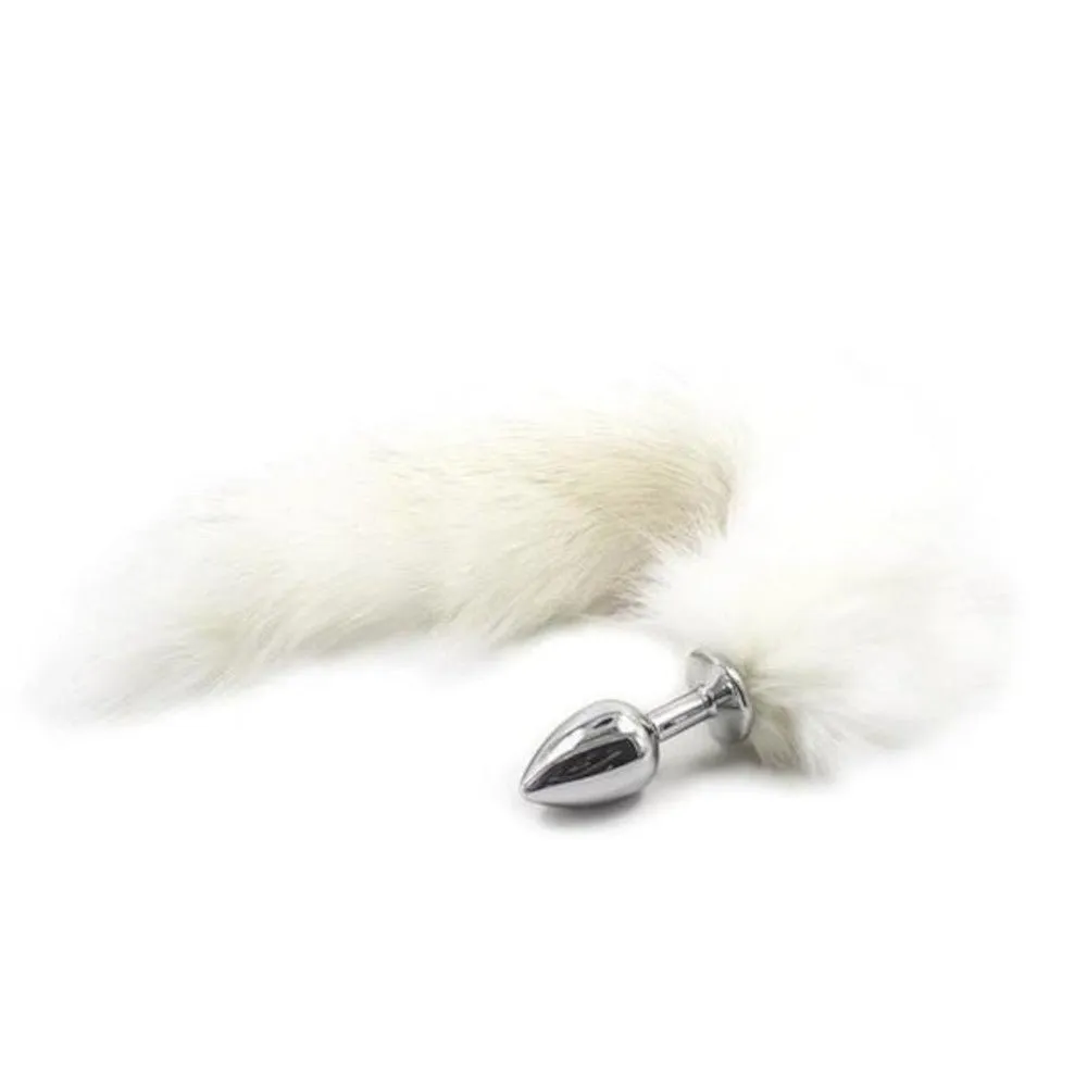 14 White Cat Tail Stainless Steel Plug