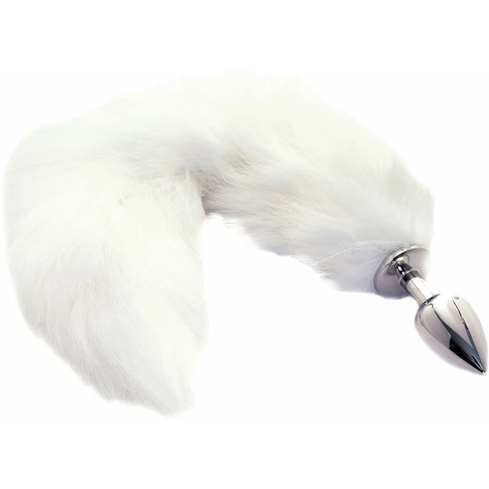 14 White Cat Tail Stainless Steel Plug