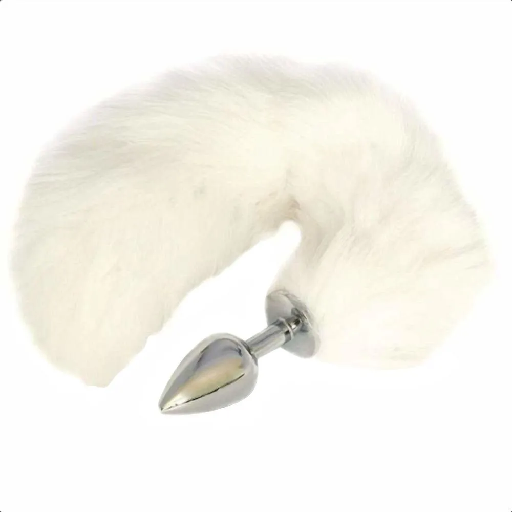 14 White Cat Tail Stainless Steel Plug