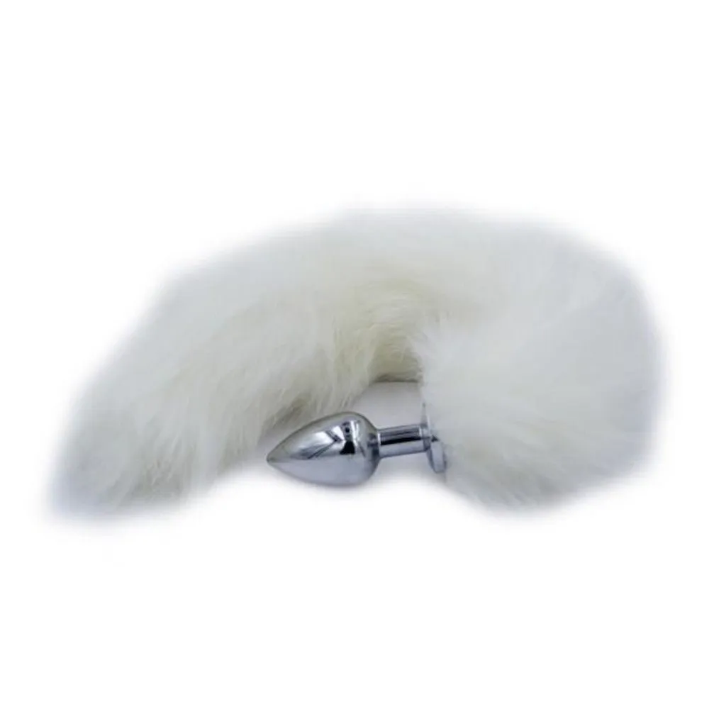 14 White Cat Tail Stainless Steel Plug
