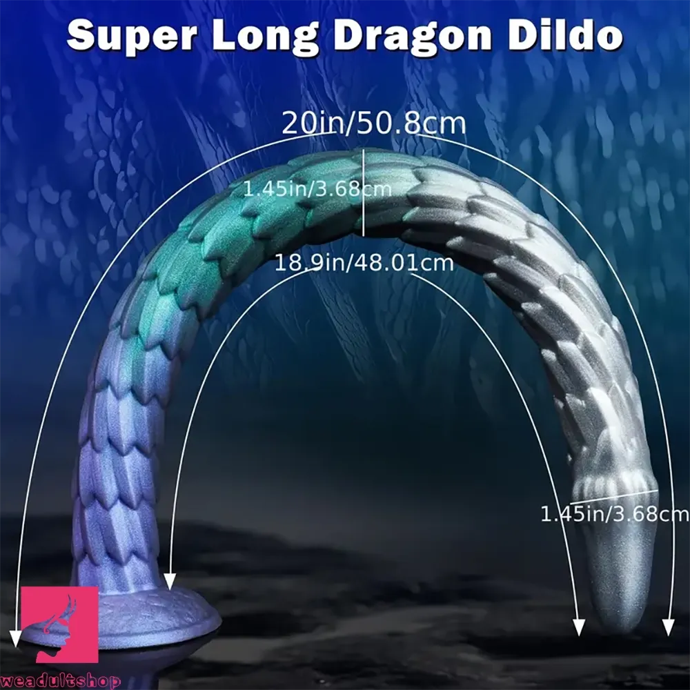 20in Fantasy Monster Long Dildo Soft Flexible Liquid Silicone Cock Butt Plug
