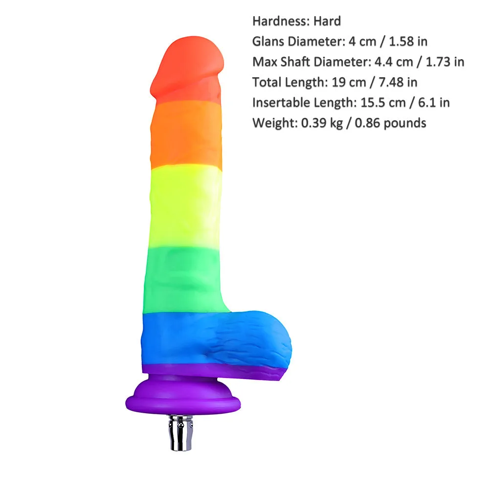 7.48-inch Dual Density Silicone Ultra Firm Rainbow Pattern Dildo for Lustti Sex Machines