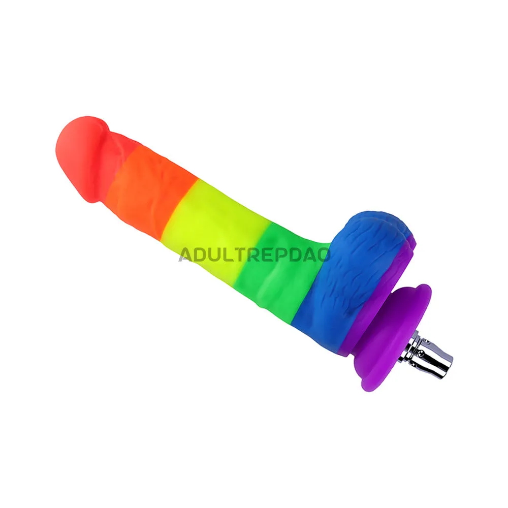 7.48-inch Dual Density Silicone Ultra Firm Rainbow Pattern Dildo for Lustti Sex Machines