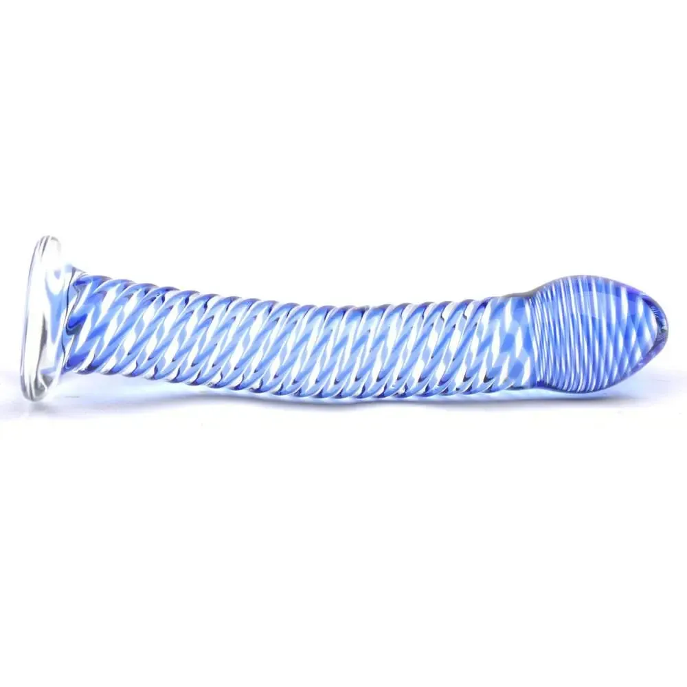 7.5-inch Blue Large Glass Dildo with Flared Base