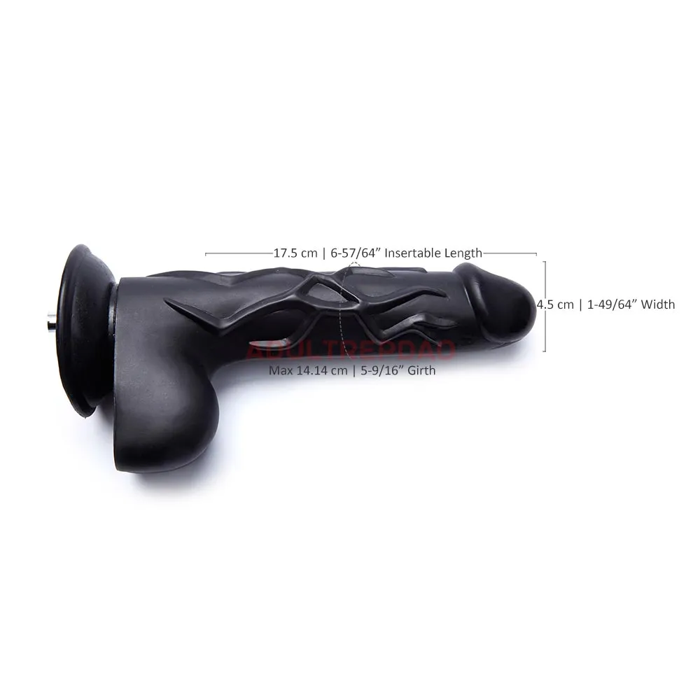 8.86-inch Black Big Dildo Attachment for Lustti Sex Machines. w/ Bulging Veins