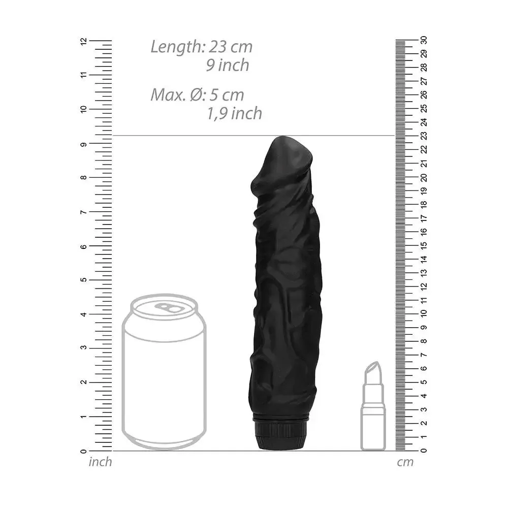 9-inch Shots Black Large Multi-speed Realistic Vibrator
