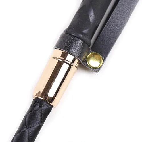Black BDSM Crop with golden metal endings 45 cm