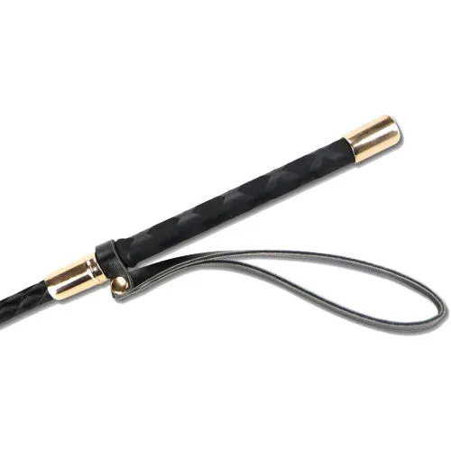 Black BDSM Crop with golden metal endings 45 cm