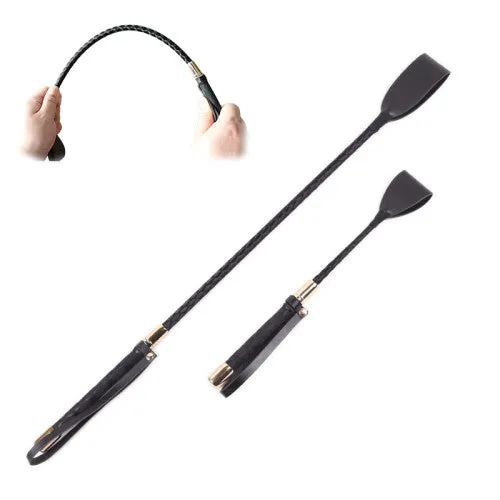 Black BDSM Crop with golden metal endings 45 cm