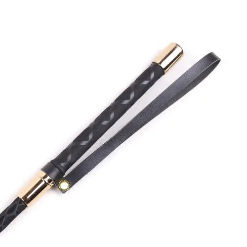 Black BDSM Crop with golden metal endings 45 cm