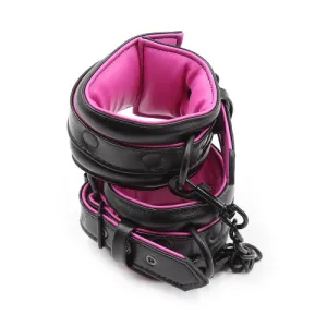 Black Pink Leather Padded ANKLE Leg Cuffs