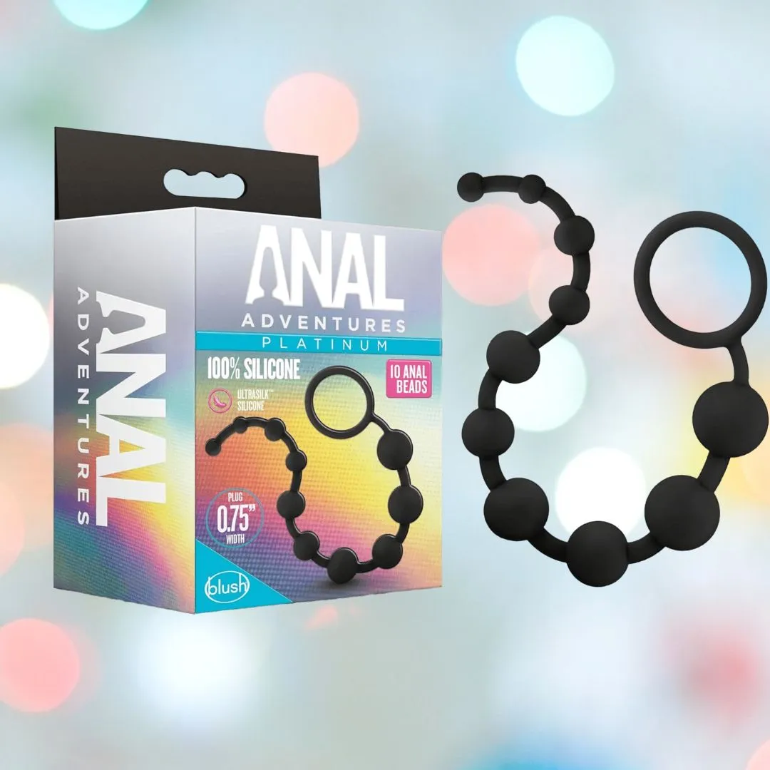 Blush Novelties Anal Adventures Platinum Ultrasilk Silicone 10 Beads Graduated Sizes