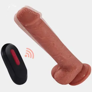 Can Cum Vibrating Tan Dildo  | Squirting Action  8 | Remote Control | USB