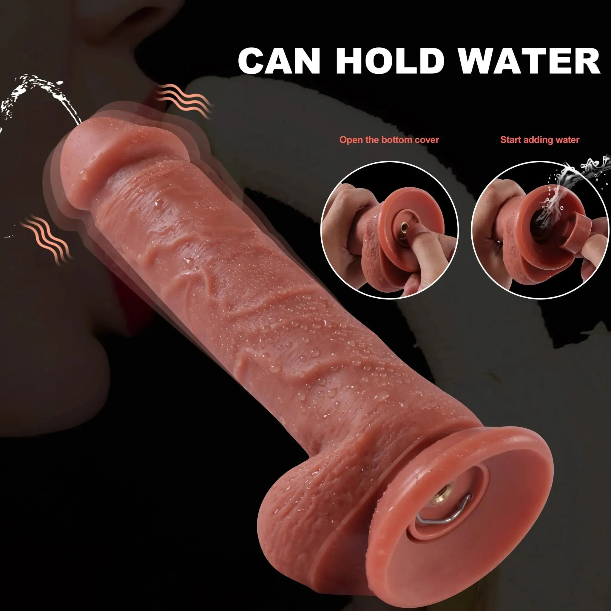 Can Cum Vibrating Tan Dildo  | Squirting Action  8 | Remote Control | USB