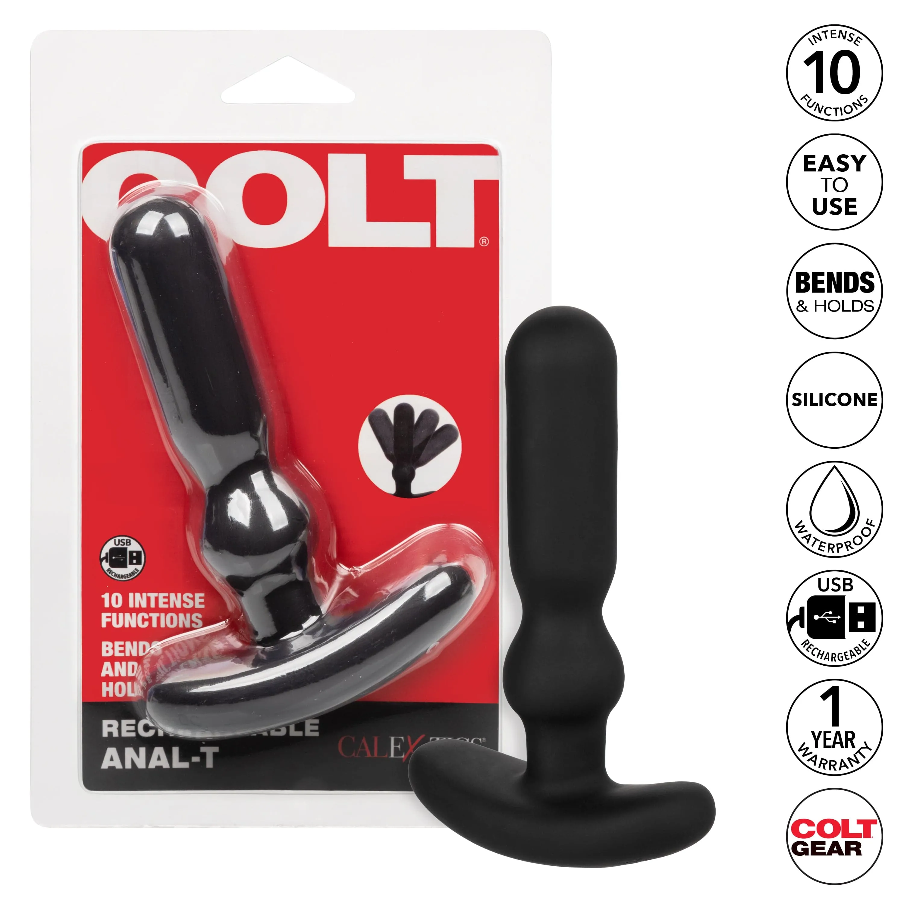 Colt - Rechargeable Anal T Vibrating Anal Plug (Black)