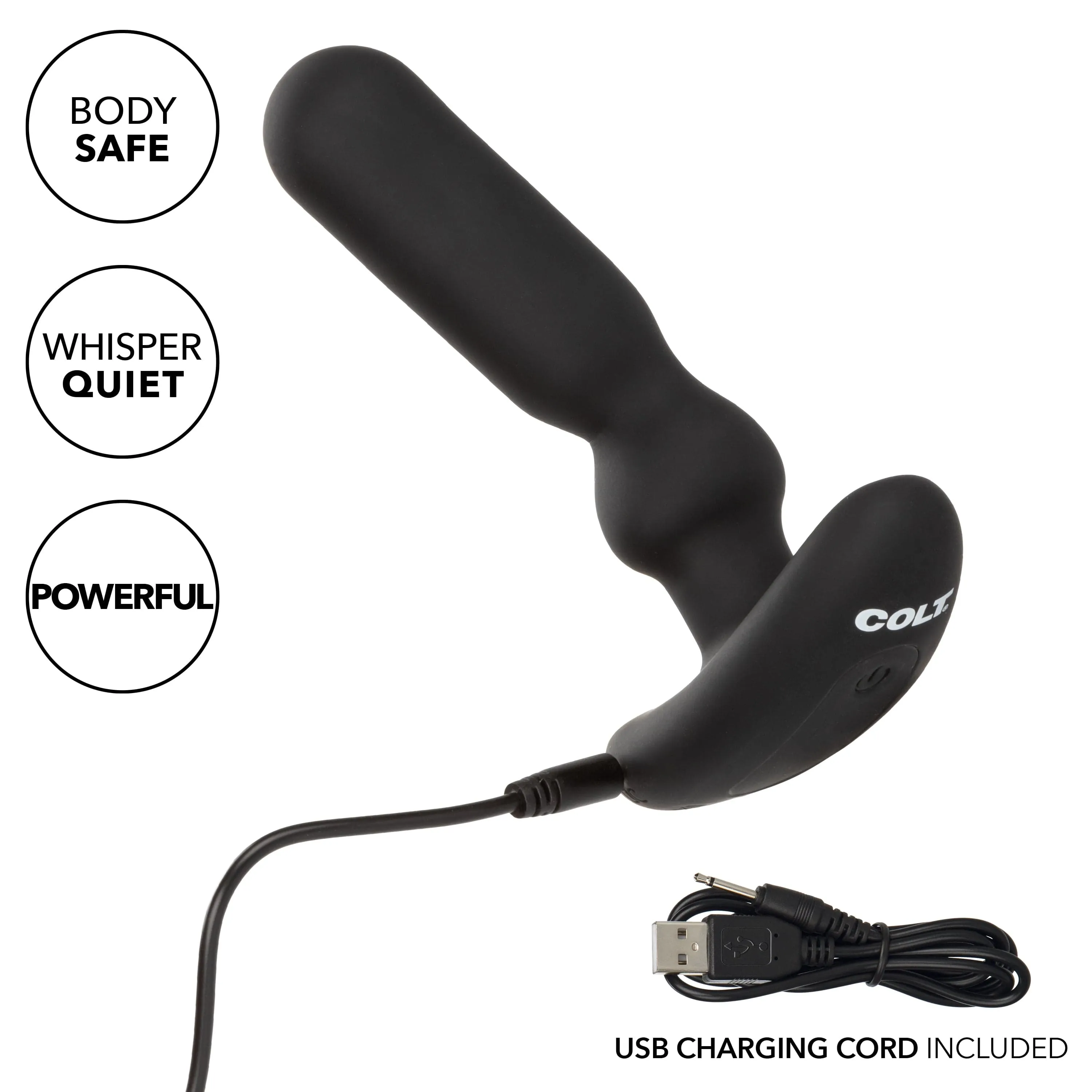 Colt - Rechargeable Anal T Vibrating Anal Plug (Black)