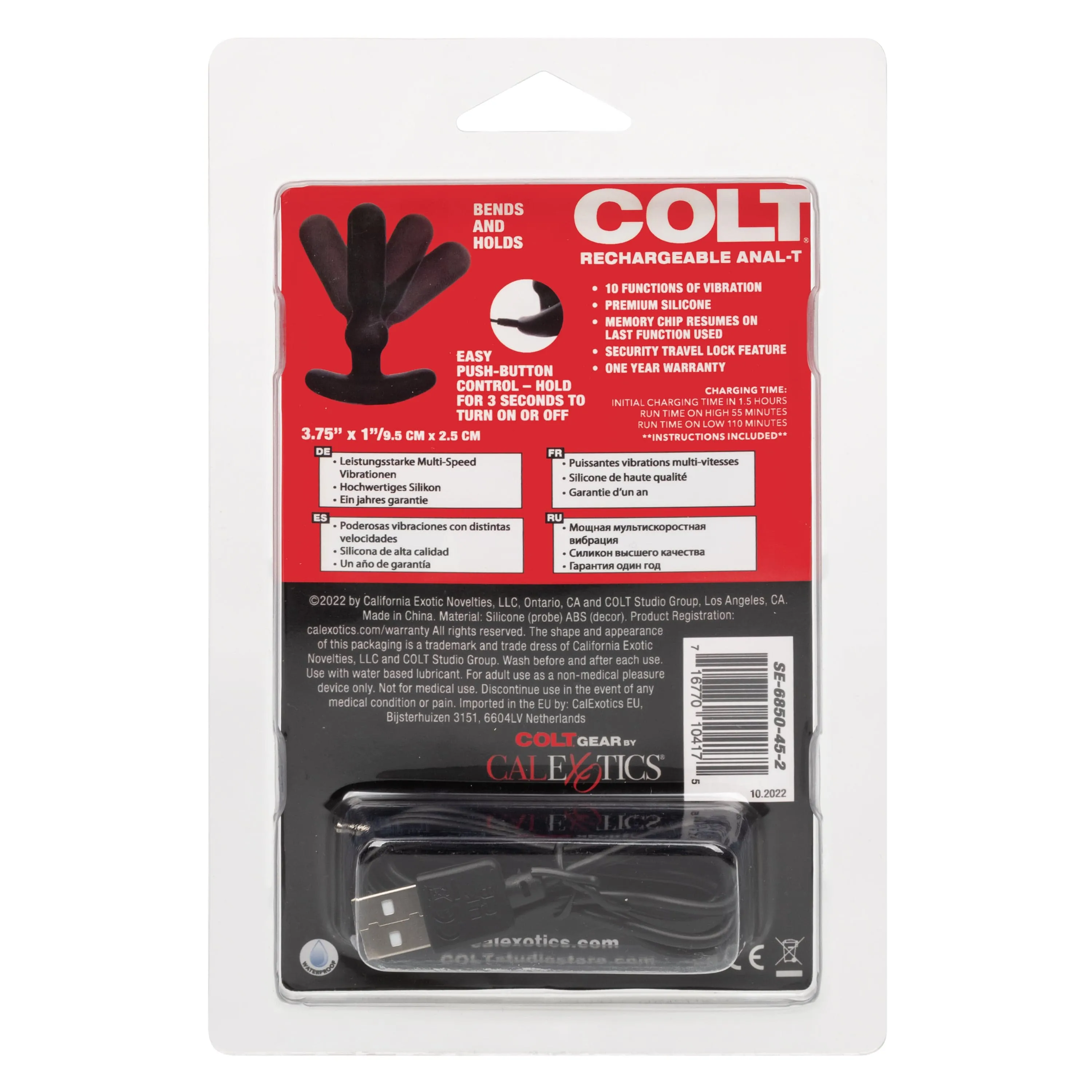 Colt - Rechargeable Anal T Vibrating Anal Plug (Black)