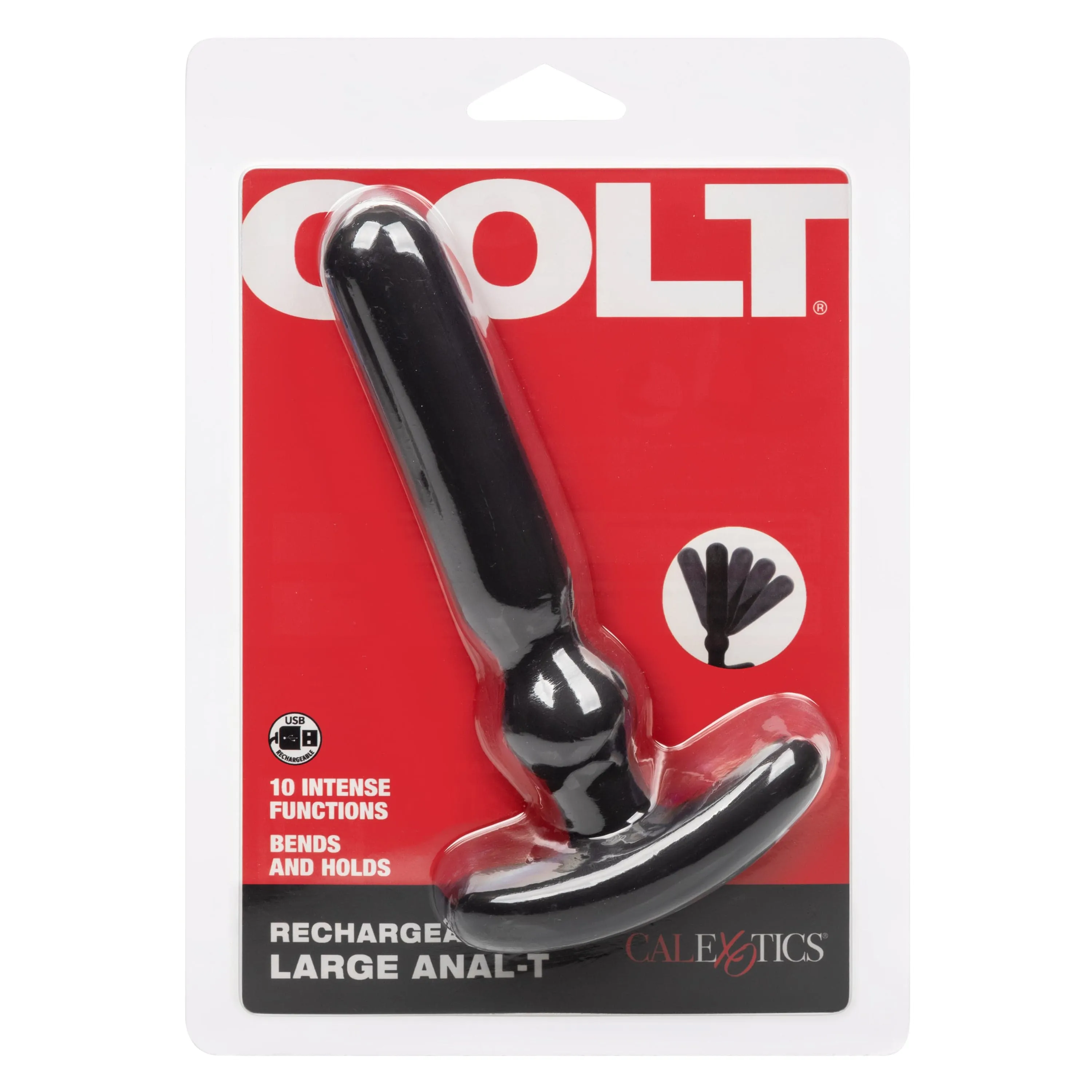 Colt - Rechargeable Large Anal T Vibrating Anal Plug (Black)