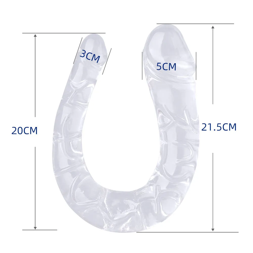 Come Closer Clear U-Shape | Double Head Dildo 17.7 | Free Satin Bag