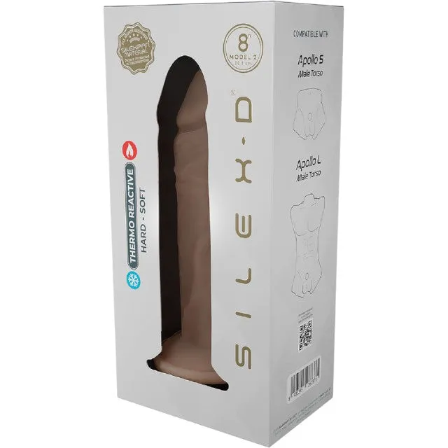 Dildo SILEX-D 8 Model 2. design realist. reactiv la căldură. bază cu ventuză pentru fixare. lungime 20.3 cm. culoarea pielii