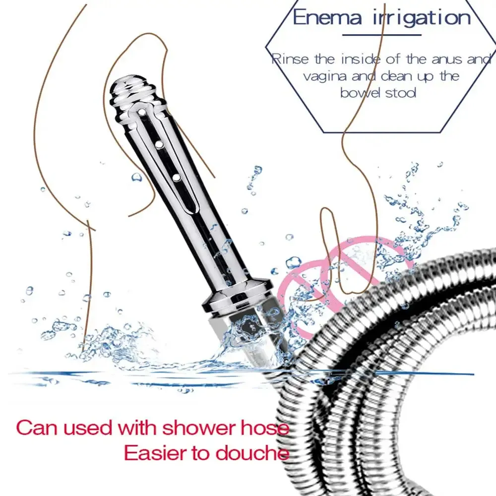 Enema Bidet Anal Douche Shower Cleaning - 7 Holes Side Opening Metal Anal Cleaner