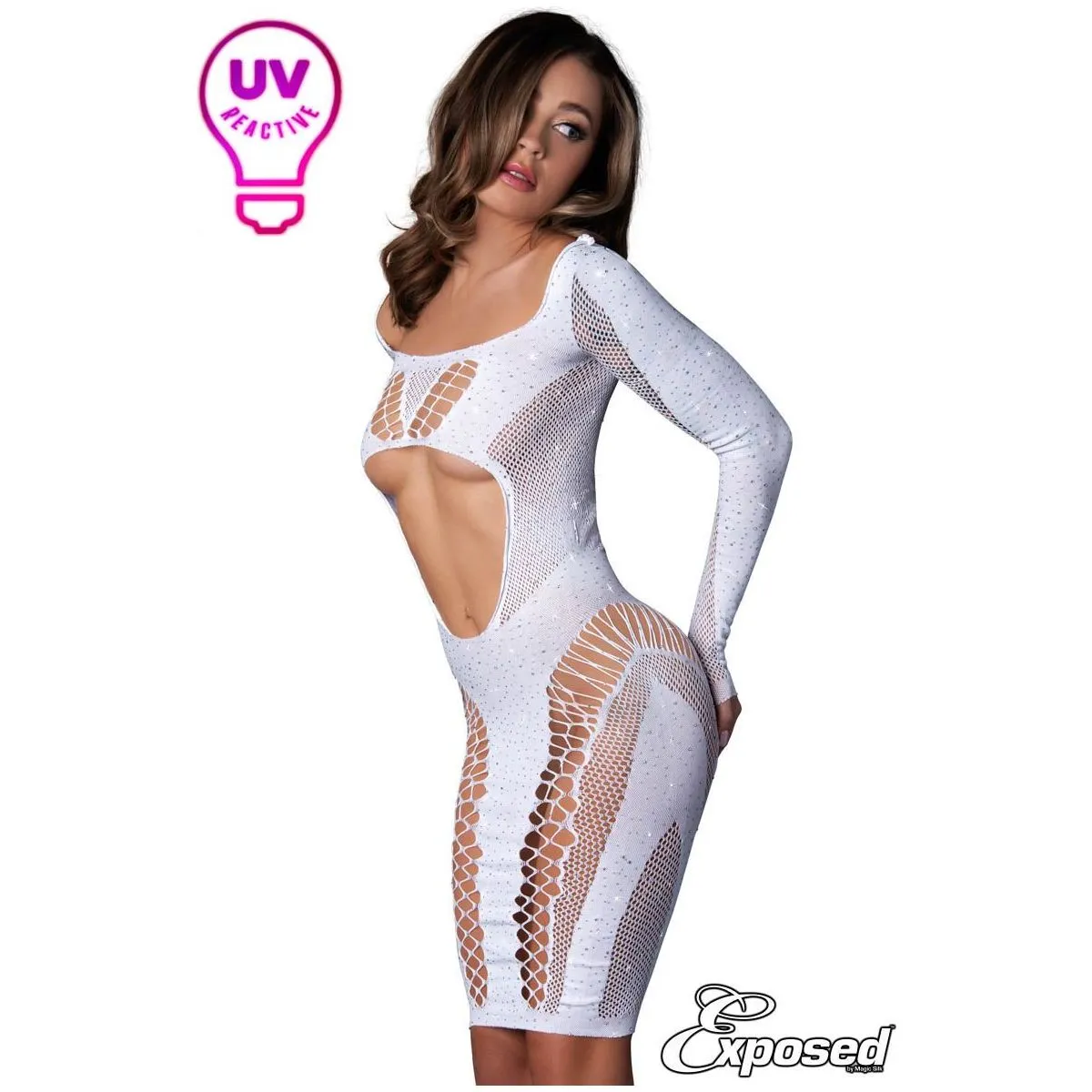 Exposed Crystal & UV Dress by Magic Silk