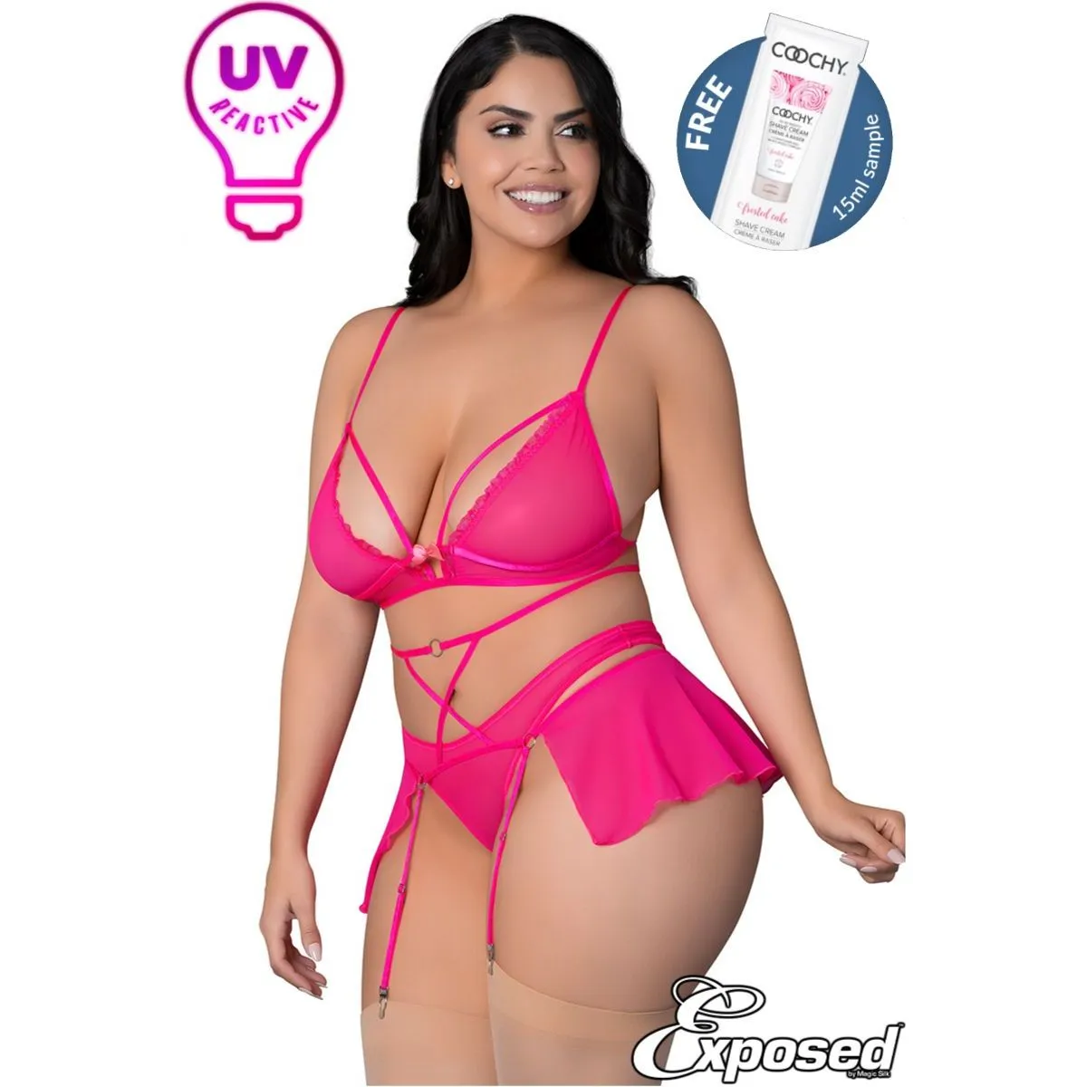 Exposed UV Reactive Strappy 3pc Set by Magic Silk