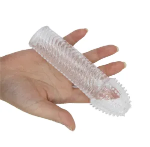 Extension Reusable Condom Penis Sleeve Male Enlargement Time Delay Spike Clit Massager Cover Crystal Clear Adult Sex Toy in Pakistan