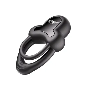 Honey Play Box Anello App-Controlled Vibrating Double Cock Ring with Clitoral Stimulator Black