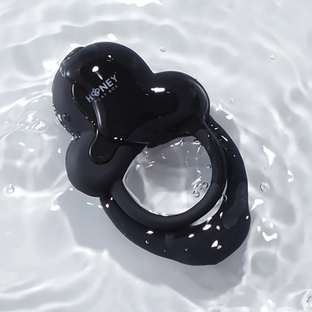 Honey Play Box Anello App-Controlled Vibrating Double Cock Ring with Clitoral Stimulator Black
