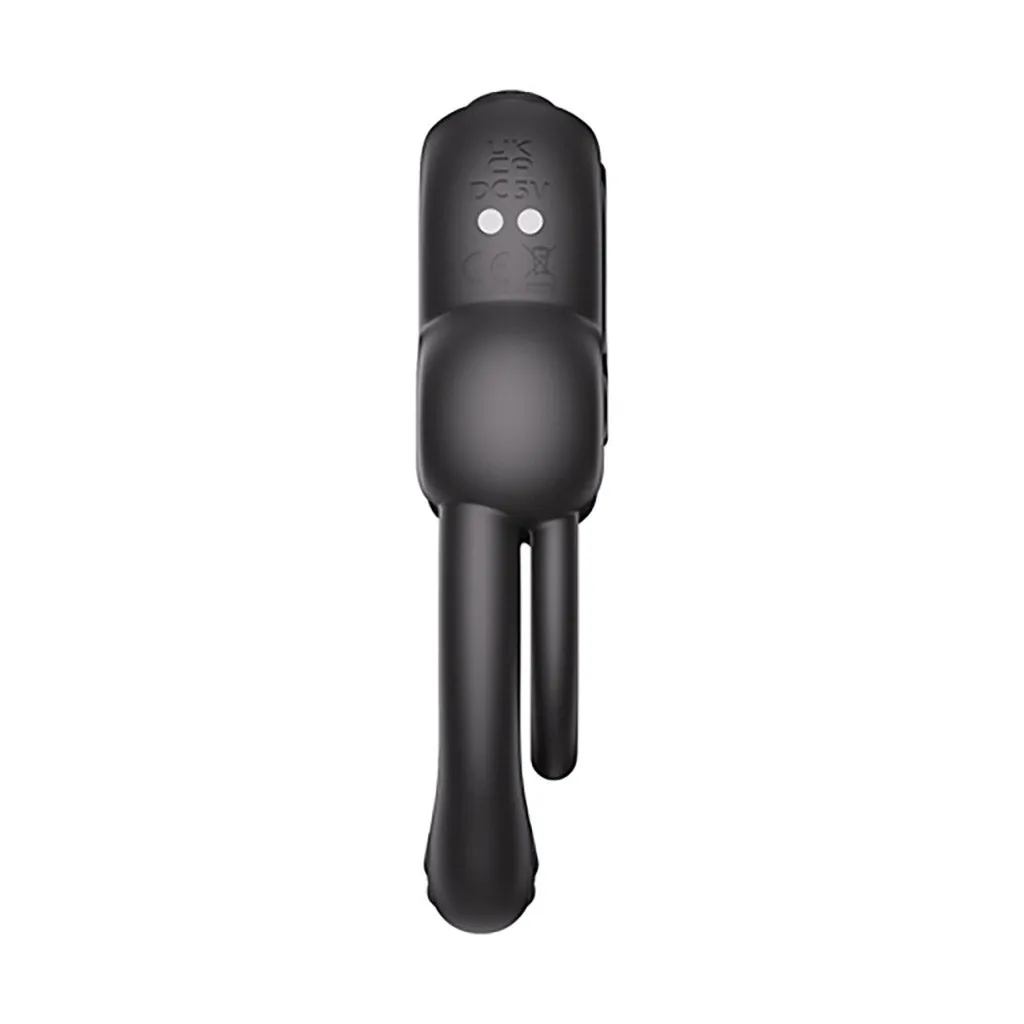 Honey Play Box Anello App-Controlled Vibrating Double Cock Ring with Clitoral Stimulator Black
