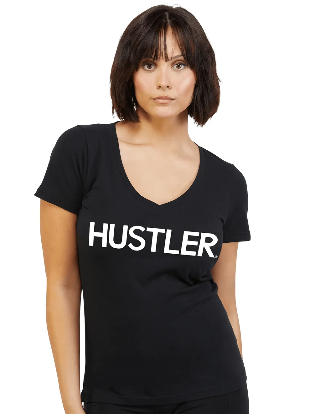HUSTLER Classic Logo V Neck Tee