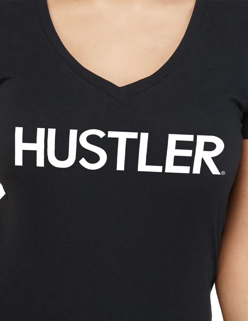 HUSTLER Classic Logo V Neck Tee