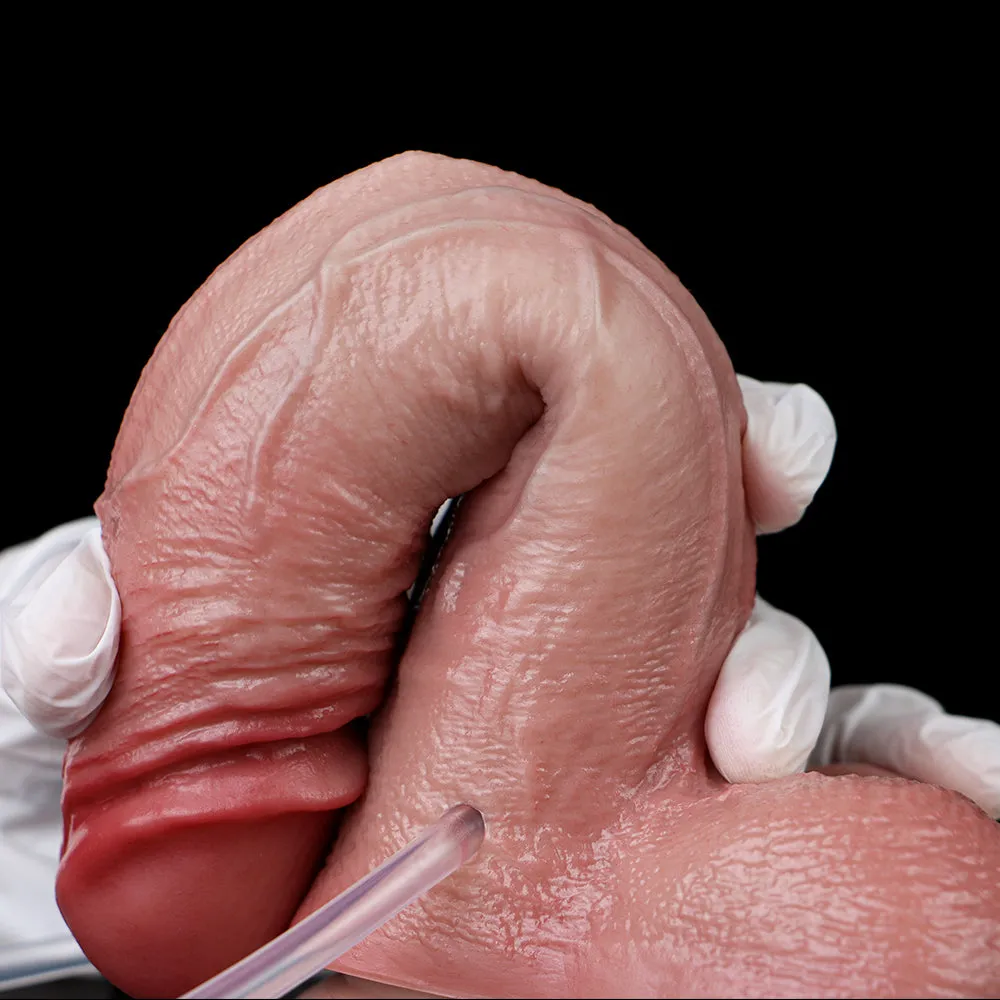 Inflatable Ejaculating Realistic Dildo Butt Plug - Big Testicle Suction Cup Women Sex Toys