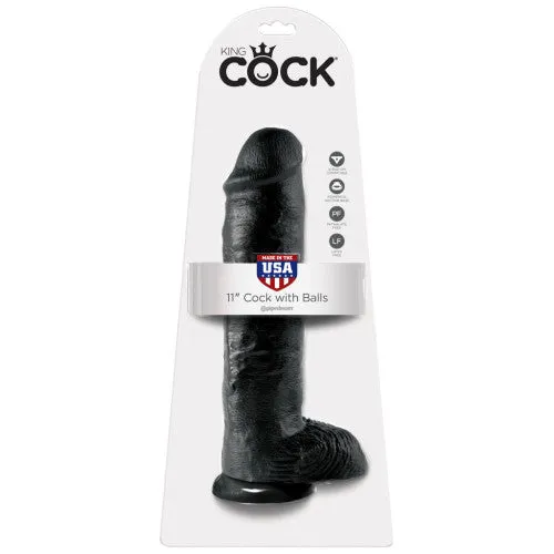 King Cock 11 inch Cock with Balls Black