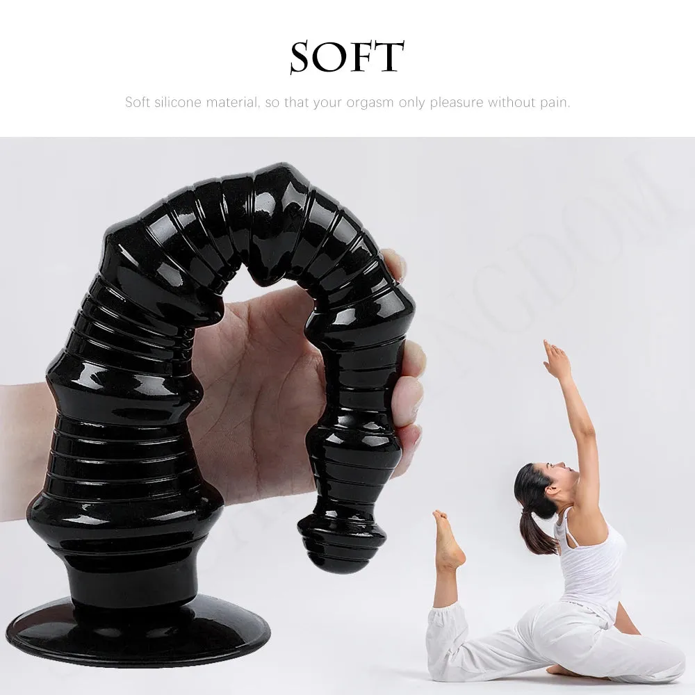 Long Silicone Anal Plug Dilator - Big Threads Anal Dildo Expansion Prostate Orgasm