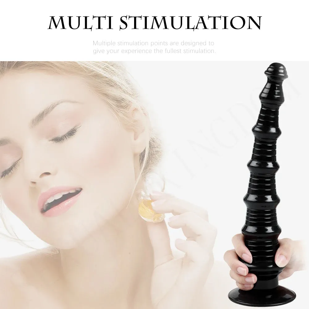 Long Silicone Anal Plug Dilator - Big Threads Anal Dildo Expansion Prostate Orgasm