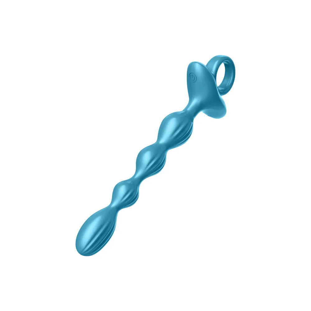 Luv Inc Gr41: Grooved Ring Luv Beads Metallic Blue