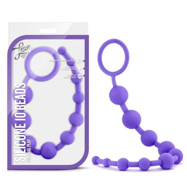 Luxe Silicone 10 Anal Beads - Purple