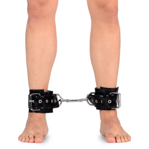 Naughty Toys ONE SIZE Grained shiny Vinyl look Ankle Cuffs BLACK